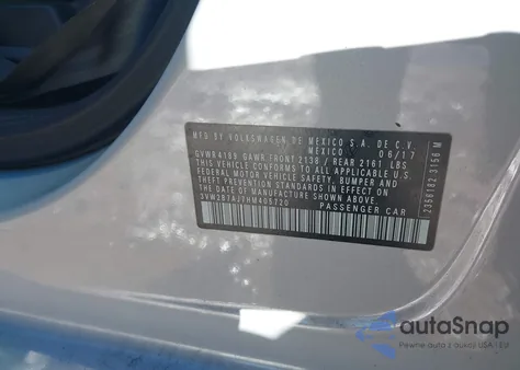 2017 Volkswagen Jetta 1.4T S from USA, damaged, VIN 3VW2B7AJ7HM405720